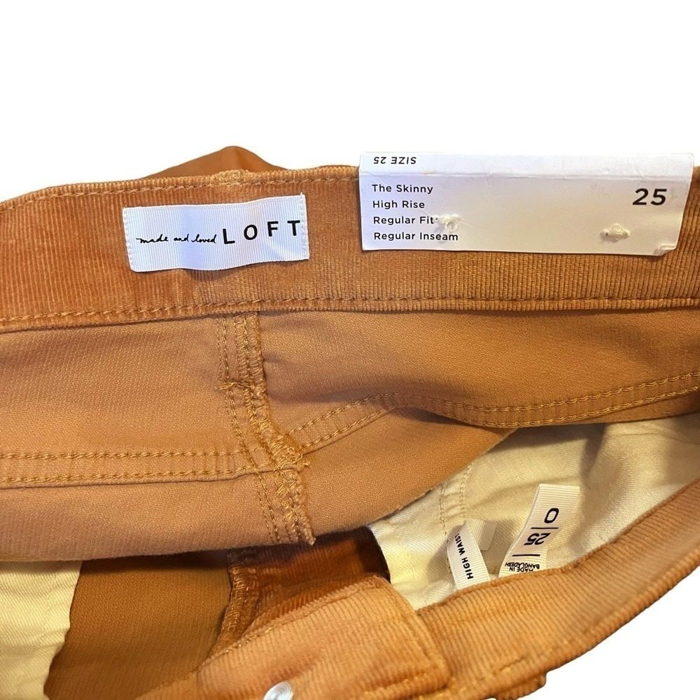 LOFT NWT Corduroys The Skinny High Rise Stretch Orange Brown Sienna Size 25 - Picture 8 of 10